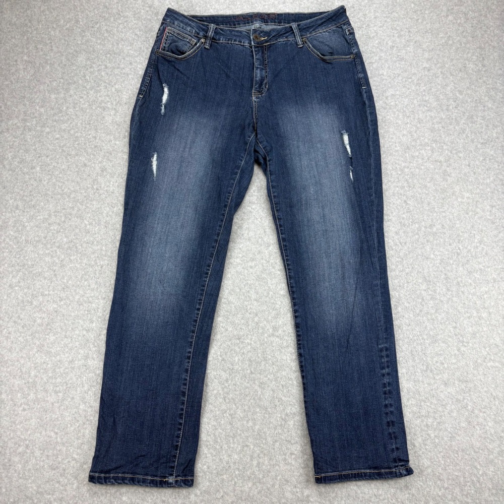 Jag Jeans Girlfriend Womens 12/31 Blue Distressed Faded Stretch Denim Classic